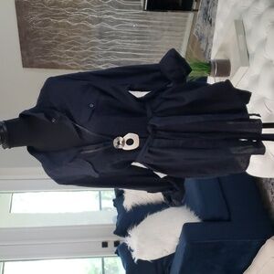 NWT‼INCREDIBLE 💯% LINEN💙 RALPH LAUREN💙LONG BELTED NAVY BLUE BUTTON UP TOP